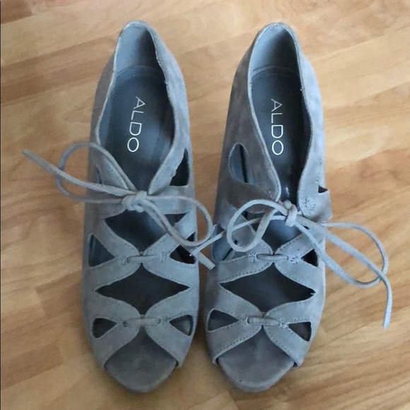aldo grey open toe heels - Picture 2 of 2
